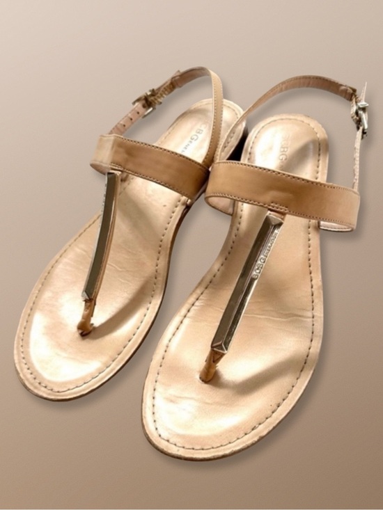 BCBGeneration Shoes - BCBGeneration Beige & Silver Sandals Size 7.5